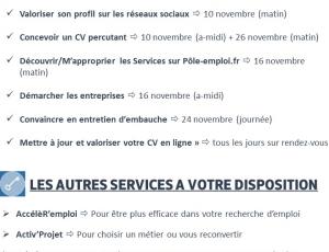 Les Ateliers-Conseil de NOVEMBRE du Pôle emploi Machecoul