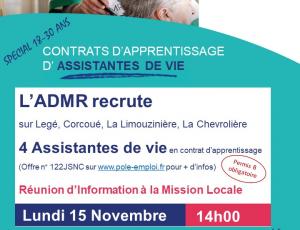 Recrutement d'Assistantes de Vie en Contrat d'Apprentissage