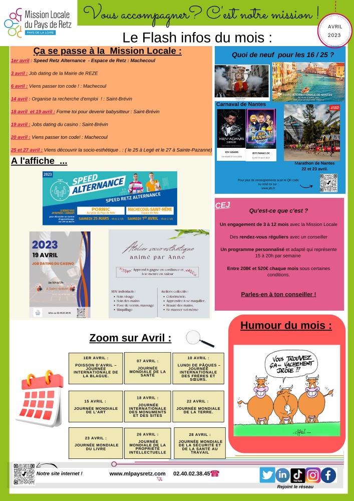 Flash infos avril : Mission locale du pays de Retz Flash infos avril : Mission locale du pays de Retz