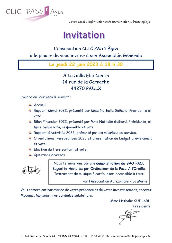 ASSEMBLEE GENERALE CLIC PASS'AGES ASSEMBLEE GENERALE CLIC PASS'AGES