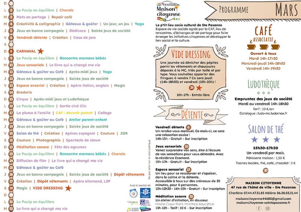 Programme du mois de mars Programme du mois de mars